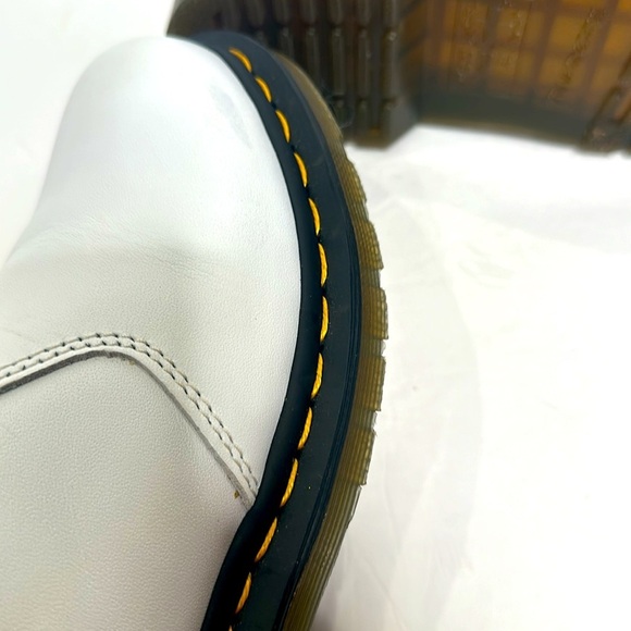 Dr. Martens White Slip On Chelsea Chunky Combat Smooth Leather Round Toe Boots - Picture 13 of 14